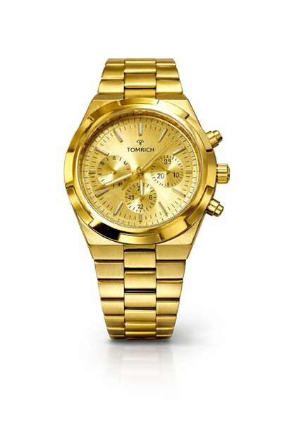 TOMRICH Imperial Men’s Gold Stainless Steel Watch Luxury Chronograph Style An...