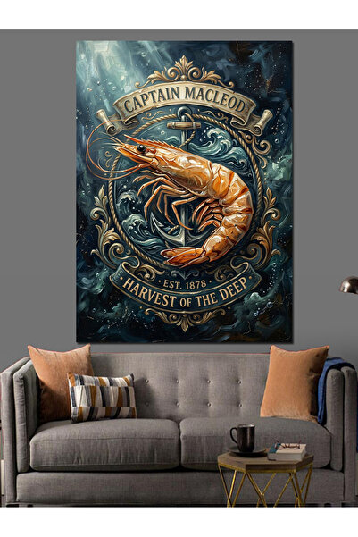 Artmeg Captain Lobster Sailor Emblem Painting Decorative Canvas - Mdf Wood Pa...