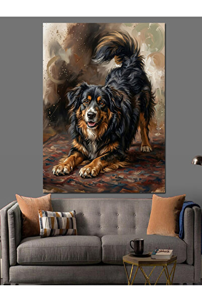 Artmeg Pânză decorativă cu portretul unui câine loial cu blană lungă - Tablou...
