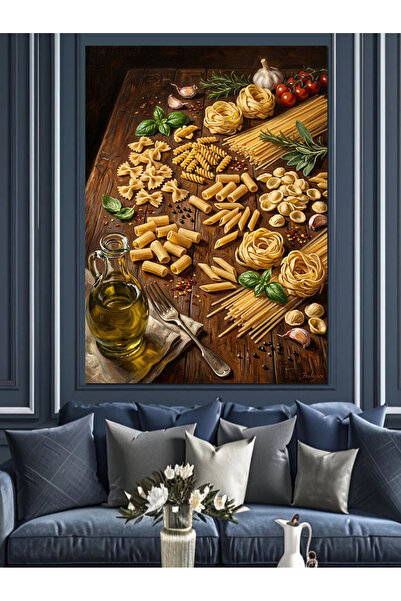 Artmeg Pânză decorativă pentru masă cu delicatese și paste - Masă din lemn MDF