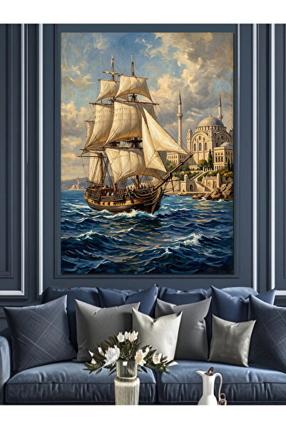 Artmeg Navigare cu barca pe mare și oraș istoric - Pânză decorativă - Masă di...