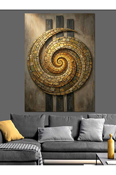 Artmeg Pânză decorativă în spirală aurie cu aspect sculptat în piatră - Masă ...