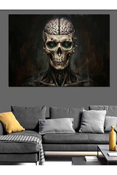 Artmeg Skull in the Shape of a Brain Artistic Painting Decorative Canvas - Md...