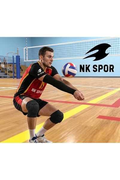 nkspor Nk Sports 1 Pair Professional Volleyball Knee Pads and Arm Sleeves Set - Black Kit with Shock Absorbing Pads