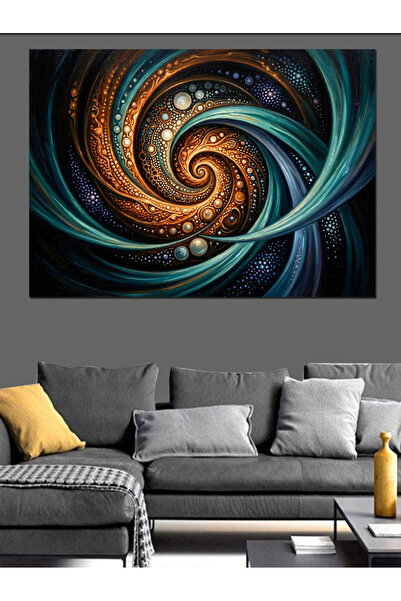 Artmeg Pânză decorativă cu spirală învățoasă auriu și bleumarin - Tablou din ...