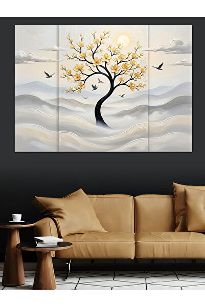 Artmeg Pânză decorativă elegantă Arborele Vieții cu frunze aurii - Tablou din...