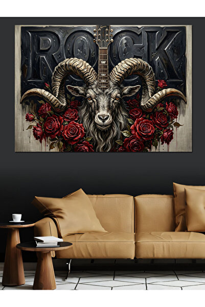 Artmeg Pânză decorativă cu design craniu cu coarne, tematică rock - Masă din ...
