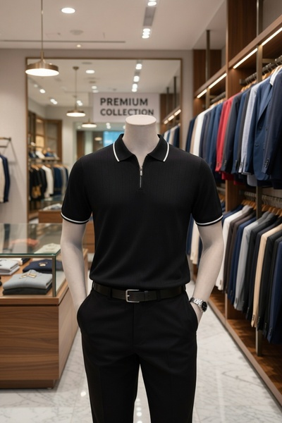 zs zaos fashion Ανδρικό μπλουζάκι poloyaka από 100% βαμβακερό πλεκτό με φερμο...