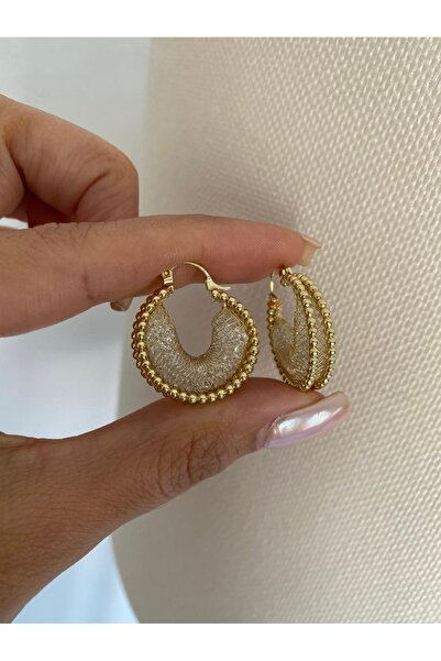 Bade Jewelry أقراط FD Gold Tel ÖrmeModel حديثة مزينة بالحجر ومضادة للصدأ