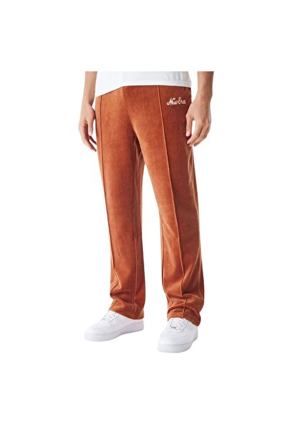 NEW ERA Βελουτέ αθλητικό παντελόνι φόρμας μεσαίο καφέ M