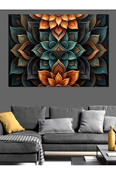 Artmeg Pânză decorativă cu model de mandale și flori colorate - Tablou din le...