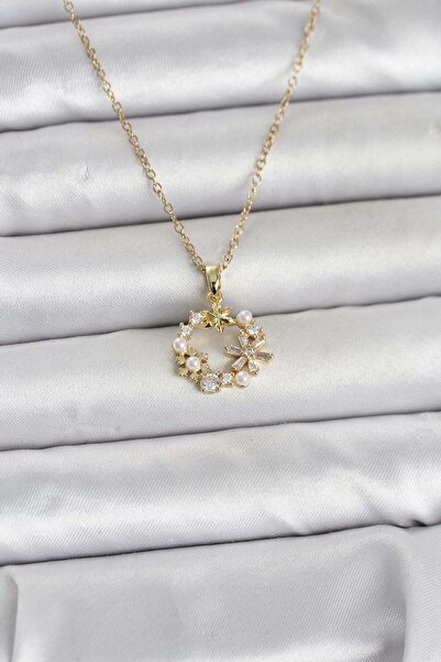 Inure Jewelry سلسلة فولاذية 316L ذهبية اللون مزينة باللؤلؤ على شكل زهرة موديل...