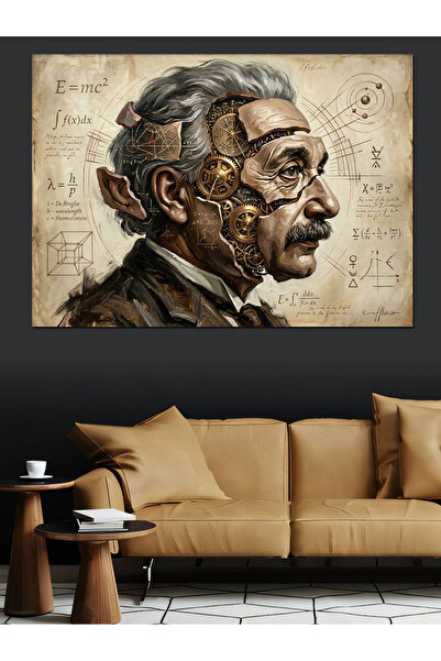 Artmeg Portretul lui Einstein în stil Steampunk, pânză decorativă înțeleaptă ...