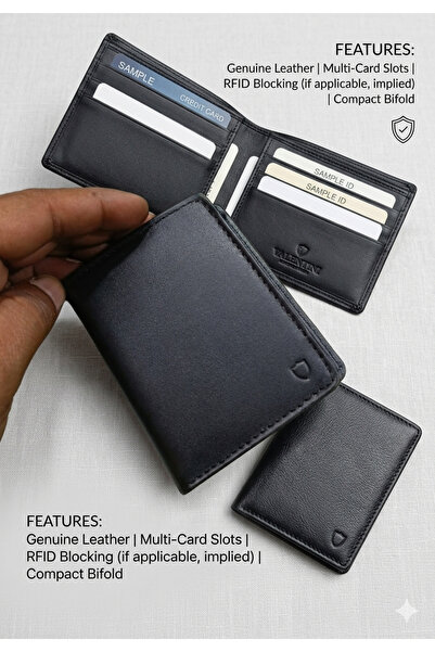 Generic محفظة جلد طبيعي فاخرة |   محفظة نحيفة مزودة بتقنية RFID قابلة للطي | ...