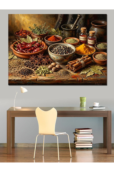Artmeg Diverse condimente și artă culinară - Pânză decorativă - Tablou din le...