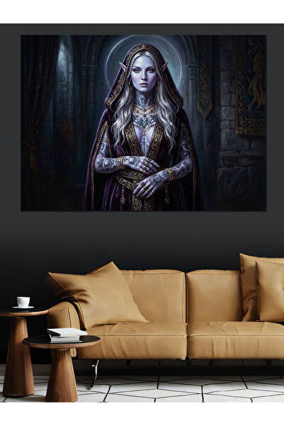 Artmeg Regina Gheților Pictură Femeie Mistică Pânză Decorativă - Tablou din L...