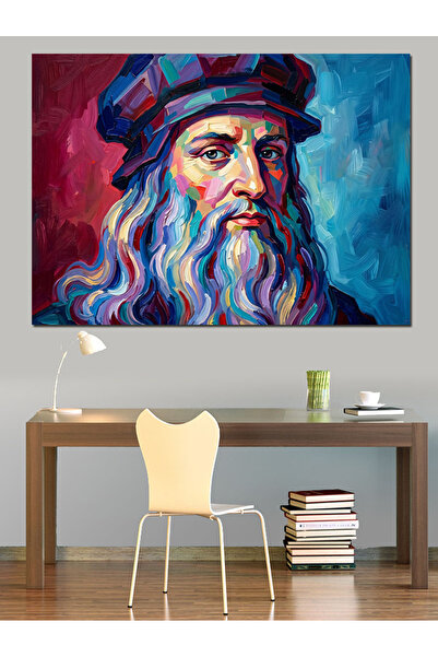 Artmeg Portret decorativ din pânză a artistului colorat cu barbă Leonardo - T...