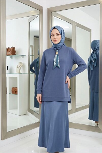 wishne Women's Garnished Tunic - Hijab Tunic with Scarf Detail - Seasonal Com...