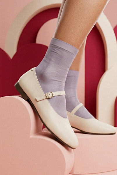 GRADA Μπεζ γνήσιο δερμάτινο λουράκι Γυναικεία παπούτσια μπαλαρίνας Mary Jane ...