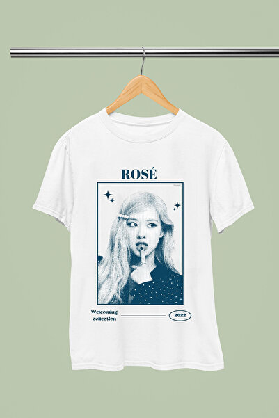 MAGORS تيشيرت ROSE FROM BLACKPINK مطبوع 100% قطن بقصة عادية للأطفال والمراهقين