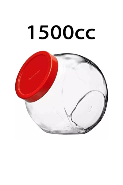 Paşabahçe 80000 Cam 1.5L Horizontal Storage Container Jar Red