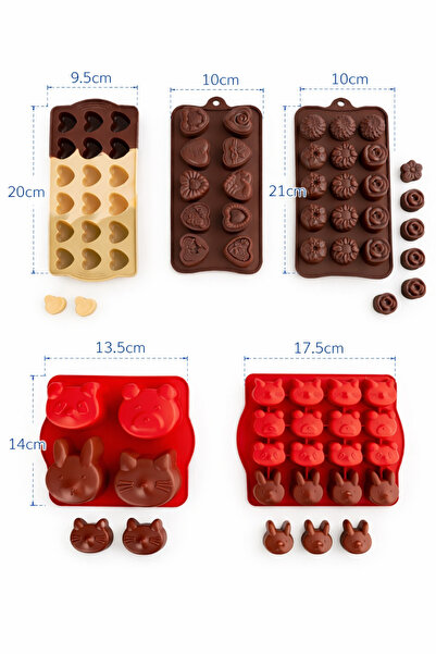evolis kitchen Heat Resistant, Fireproof, Non-Stick 5-Piece Silicone Chocolate and Ice Mold