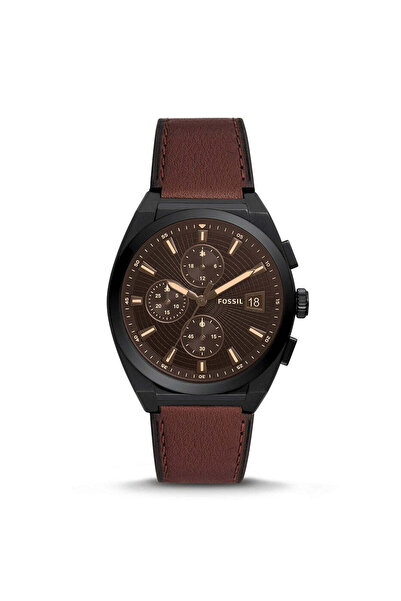 Fossil Analog Men's Watch Stainless Steel Leather Strap