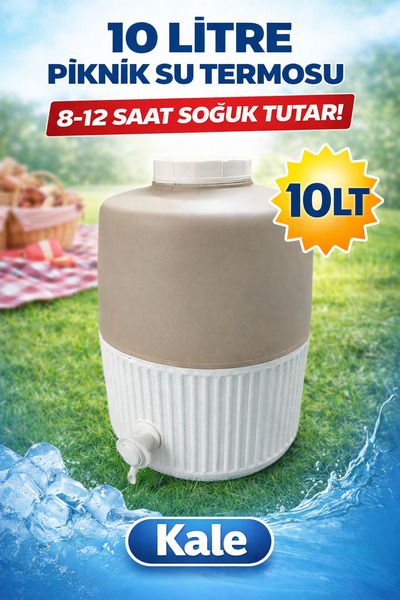 Russet 10 LT Kale 1002 Soğuk Su Termosu Musluklu Piknik Termos-Krem