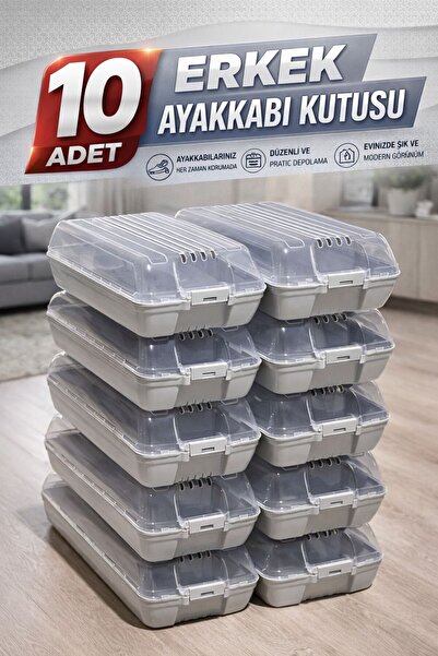 Funny Life Σετ 10 κουτιών για ανδρικά παπούτσια με διαφανές κάλυμμα και οργαν...