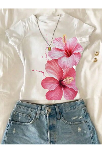 ZAVIXO -Kadın Crop Top Slim Fit %100 Pamuk Yazlık Basic Tişört