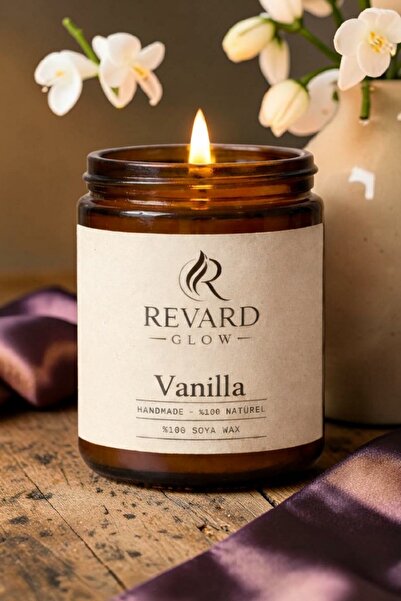 Revard Glow Vanilya Kokulu Mum - %100 Doğal El Yapımı Soya Mumu - 100 cc Cam Kavanoz