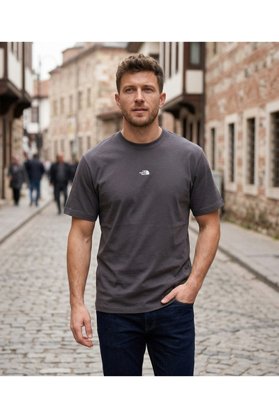 THE NORTH FACE Ανδρικό μπλουζάκι Essential Center Logo Relaxed Casual σε γκρι...