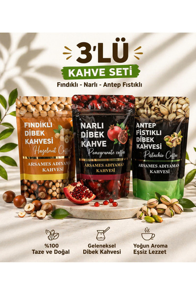 Arsames Fıstıklı, Narlı, Fındıklı Kahve Seti 200 gr