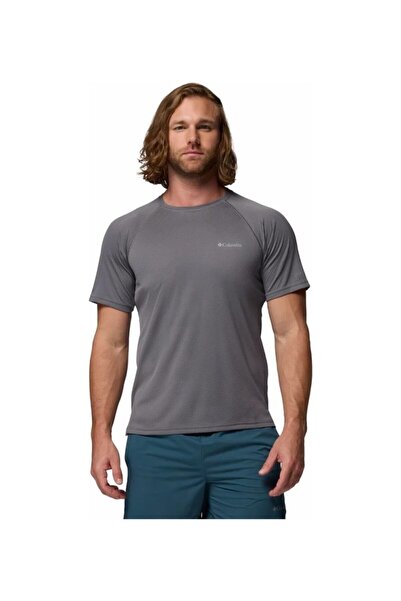 Columbia Alpine Chill Pro Ss Crew Men's Dark Gray Melange Technical Short Sle...