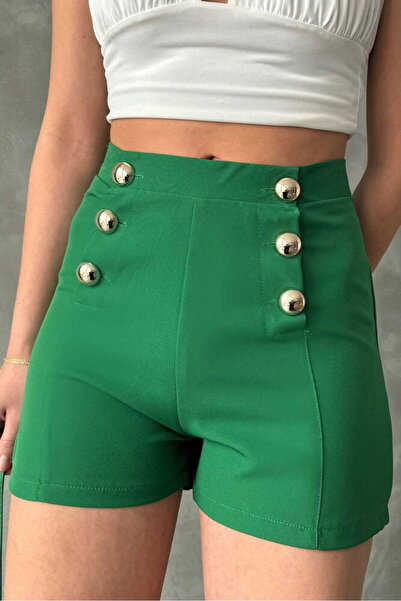 VERYMODA Pantaloni scurți cu nasturi ornamentați cu smarald |   D1944