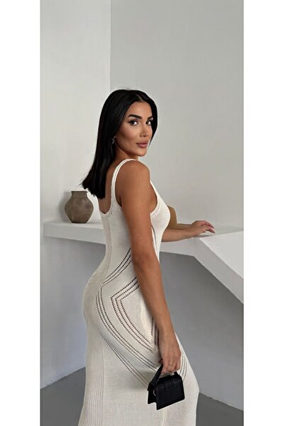 AlanTeks 100% βαμβακερό διάτρητο πλεκτό φόρεμα παραλίας χωρίς φόδρα, διαφανές