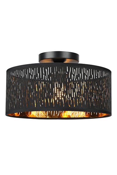 OEM Μοντέρνο Μαύρο Φωτιστικό Οροφής, Στρογγυλό Υφασμάτινο Καπέλο, Ø30εκ., E27