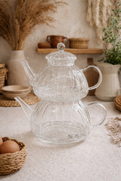 shop طقم إبريق شاي زجاجي مقاوم للحرارة من زجاج البورسليكات