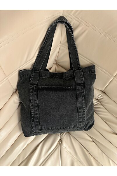 minebag Γυναικεία τσάντα ώμου με μία τσέπη από τζιν, Spark Anthracite