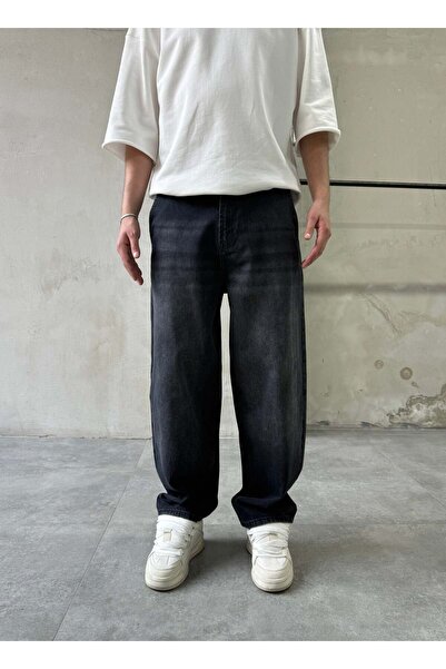 DIFRANSEL JEANS بنطلون جينز أسود واسع قابل للغسل