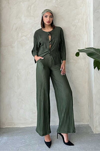 VERYMODA Παντελόνι με πιέτες - Χακί |   D2387