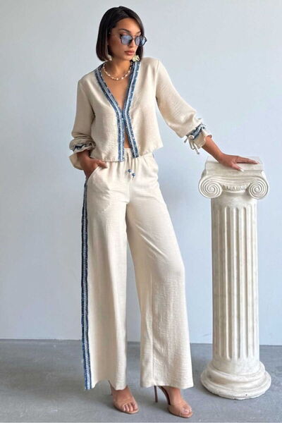 VERYMODA Τζιν Παντελόνι με Ρίγες - Πέτρινο |   F1890