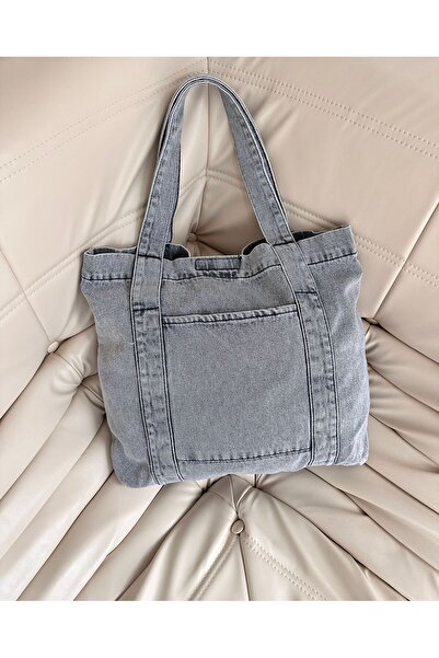 minebag Γυναικεία τσάντα ώμου τζιν με μία τσέπη, Spark Grey