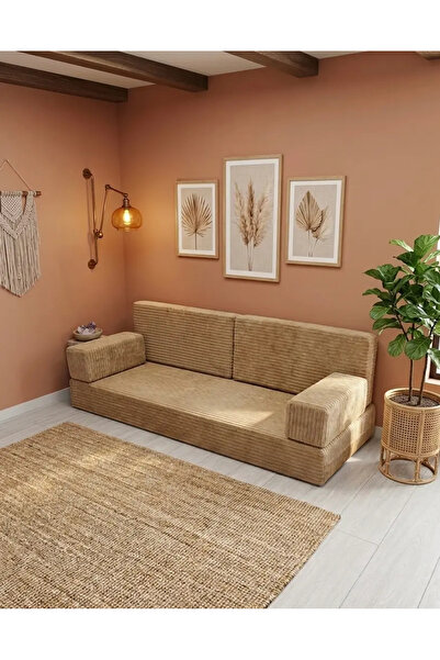 BAKIRÖZÜ HOME Premium Fitilli Kadife Kumaş, Modüler Dinlenme Koltuğu , Yer Ya...