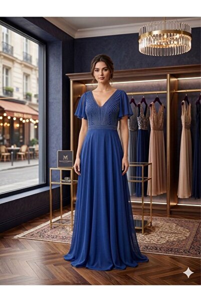 Modahiro Φόρεμα από σιφόν με χάντρες σε μεγάλο μέγεθος MDH5586