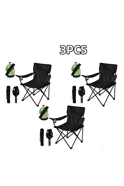 Cady One 3 Pack Lightweight Portable Folding Camp Chair with Cup Holder and A...
