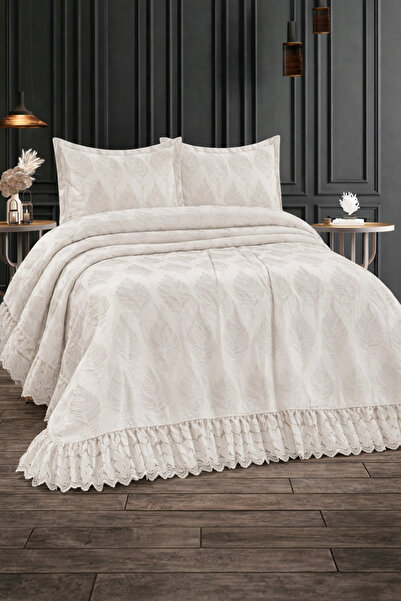 Hig Store Ela French Guipure Dowry Σετ Κάλυμμα Κρεβατιού Διπλό Μεγάλο Σετ Πικ...