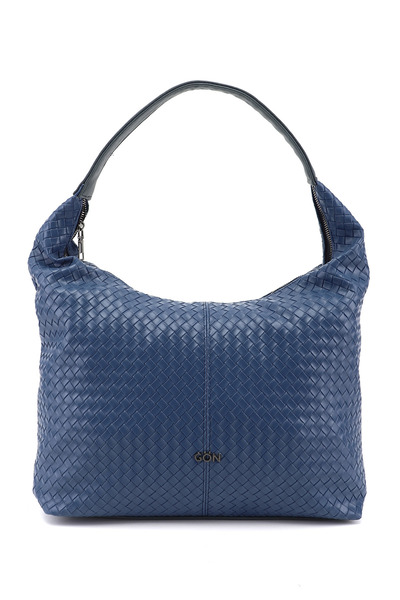 GÖNDERİ(R) Women's Navy Blue Knitted Printed Shoulder Bag