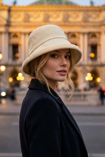 LAGRANZE Γυναικείο λινό καπέλο bucket με επένδυση, αναπνέον, καλοκαιρινό