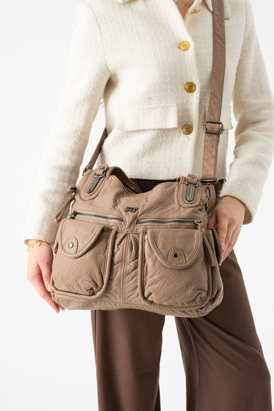 KIRASE 571 Εισαγόμενο δερμάτινο διαμερισμένο υλικό πλυσίματος, τσάντα χιαστί ...